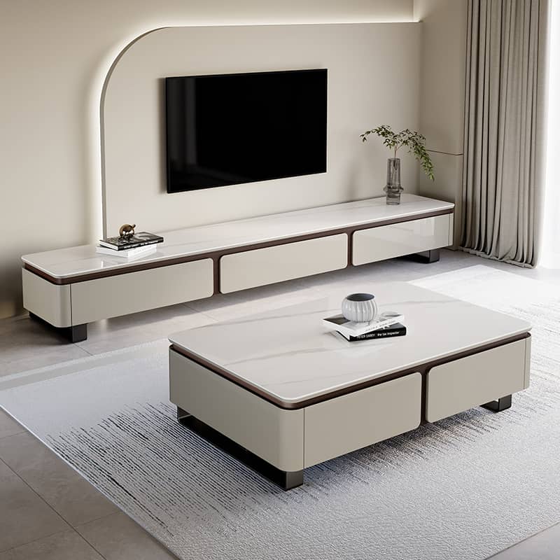 Rectangular Coffee Table with  Sintered Stone Top - Modern Design with Storage for Your LIvingroom faml-307