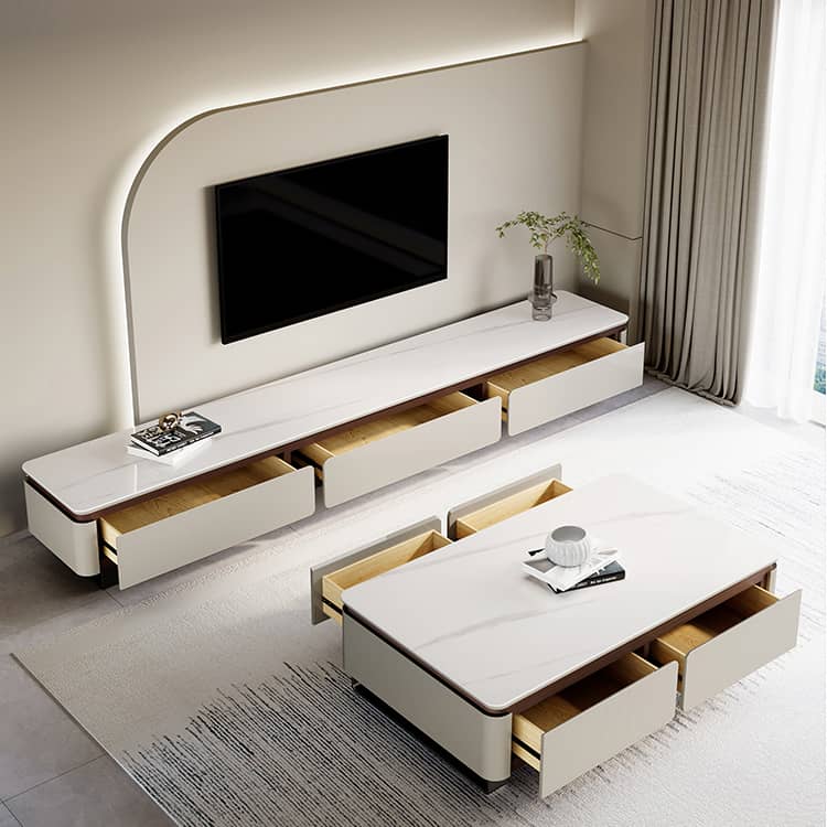 Rectangular Coffee Table with  Sintered Stone Top - Modern Design with Storage for Your LIvingroom faml-307