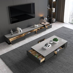 Modern Rectangular Coffee Table with Storage - Stylish Design with Marble Top for LIvingroom Decor faml-696