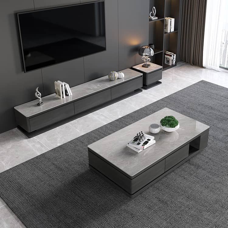 Modern Rectangular Coffee Table with Storage - Stylish Design with Marble Top for LIvingroom Decor faml-696