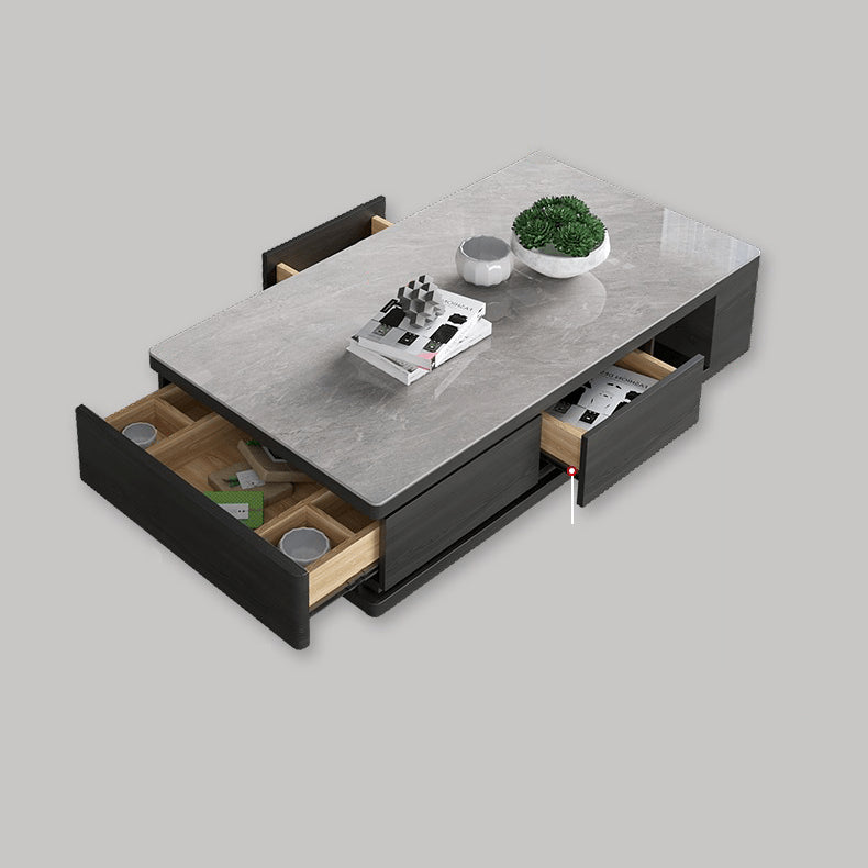 Modern Rectangular Coffee Table with Storage - Stylish Design with Marble Top for LIvingroom Decor faml-696