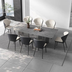 Luxurious Rectangular Dining Table - Sleek Marble Top & Metal Pedestals for 6-8 Person faml-700