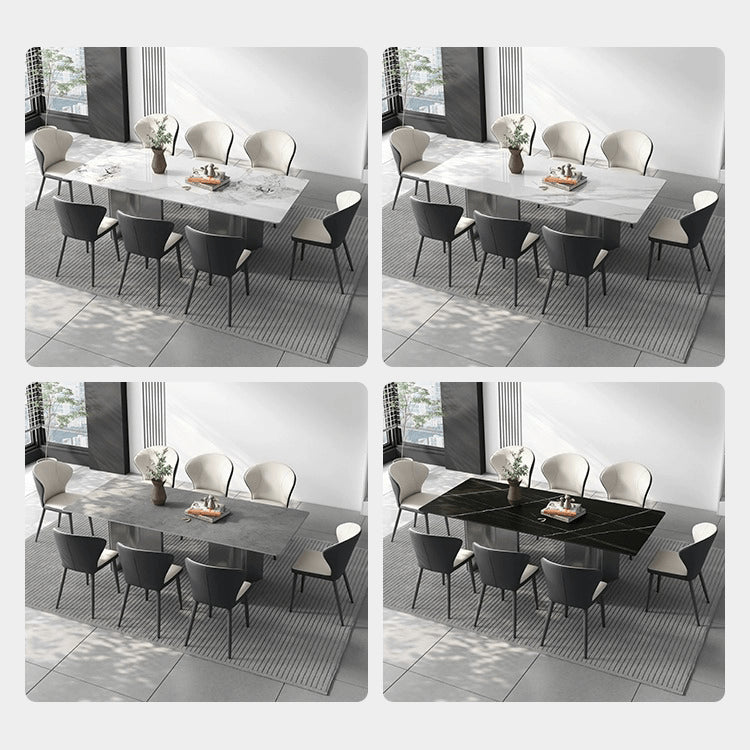 Luxurious Rectangular Dining Table - Sleek Marble Top & Metal Pedestals for 6-8 Person faml-700