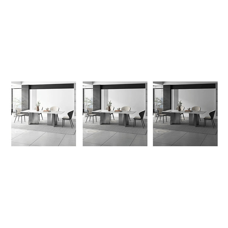 Luxurious Rectangular Dining Table - Sleek Marble Top & Metal Pedestals for 6-8 Person faml-700