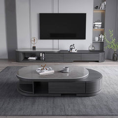 Stylish Oval Coffee Table with Storage and Marble Top - Durable Modern Design for LIvingroom faml-701