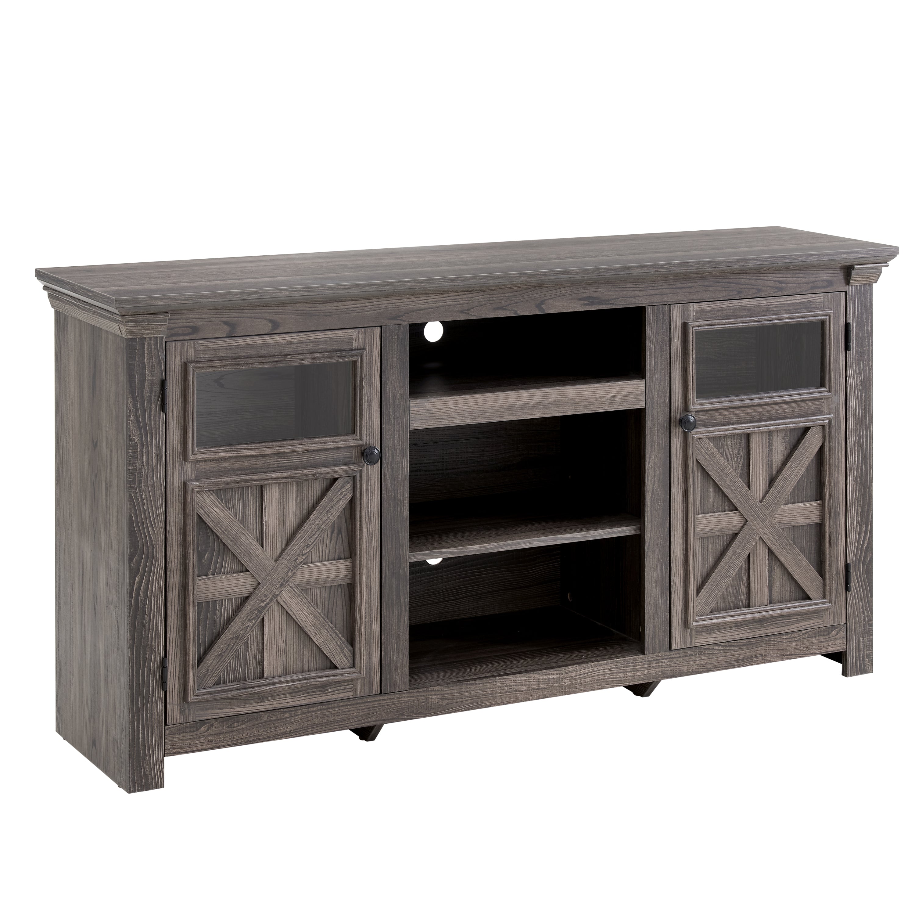 2 Door Farmhouse  TV Stand Barn Design with Large Barn Inspired Home Entertainment Console