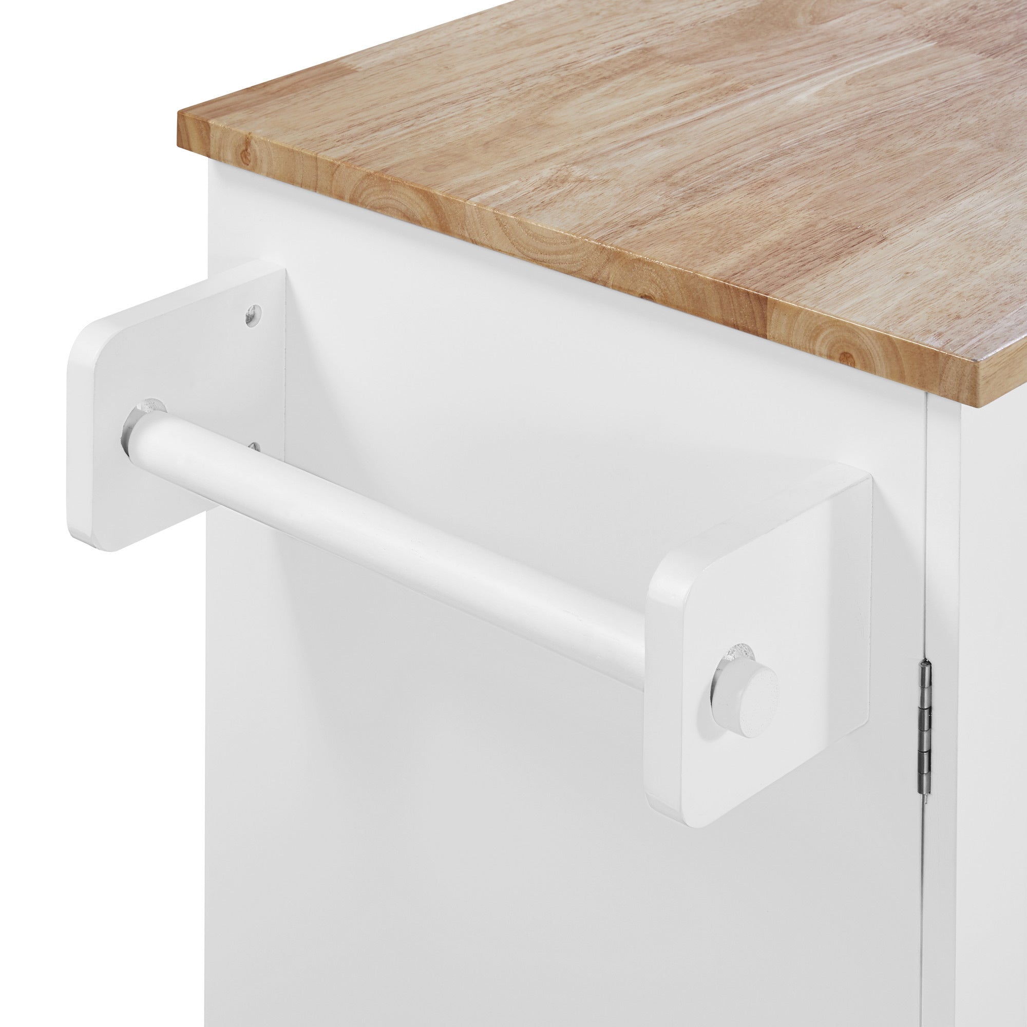 K&K Rolling Kitchen Island with Storage, 3 Drawer, 2 Slide-Out Shelf and Internal Storage Rack, White