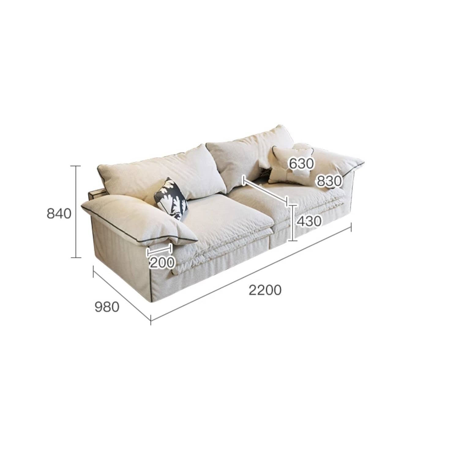 86.6‘’ 3-Seat Cotton & Line Upholstered Sofa for LIving Room fbby-1377