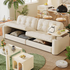 Elegant Light Brown Sofa with Storage - Sturdy Ash Wood Frame and Stainless Steel Legs Design fbby-1378