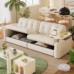 Elegant Light Brown Sofa with Storage - Sturdy Ash Wood Frame and Stainless Steel Legs Design fbby-1378