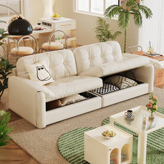 Elegant Light Brown Sofa with Storage - Sturdy Ash Wood Frame and Stainless Steel Legs Design fbby-1378