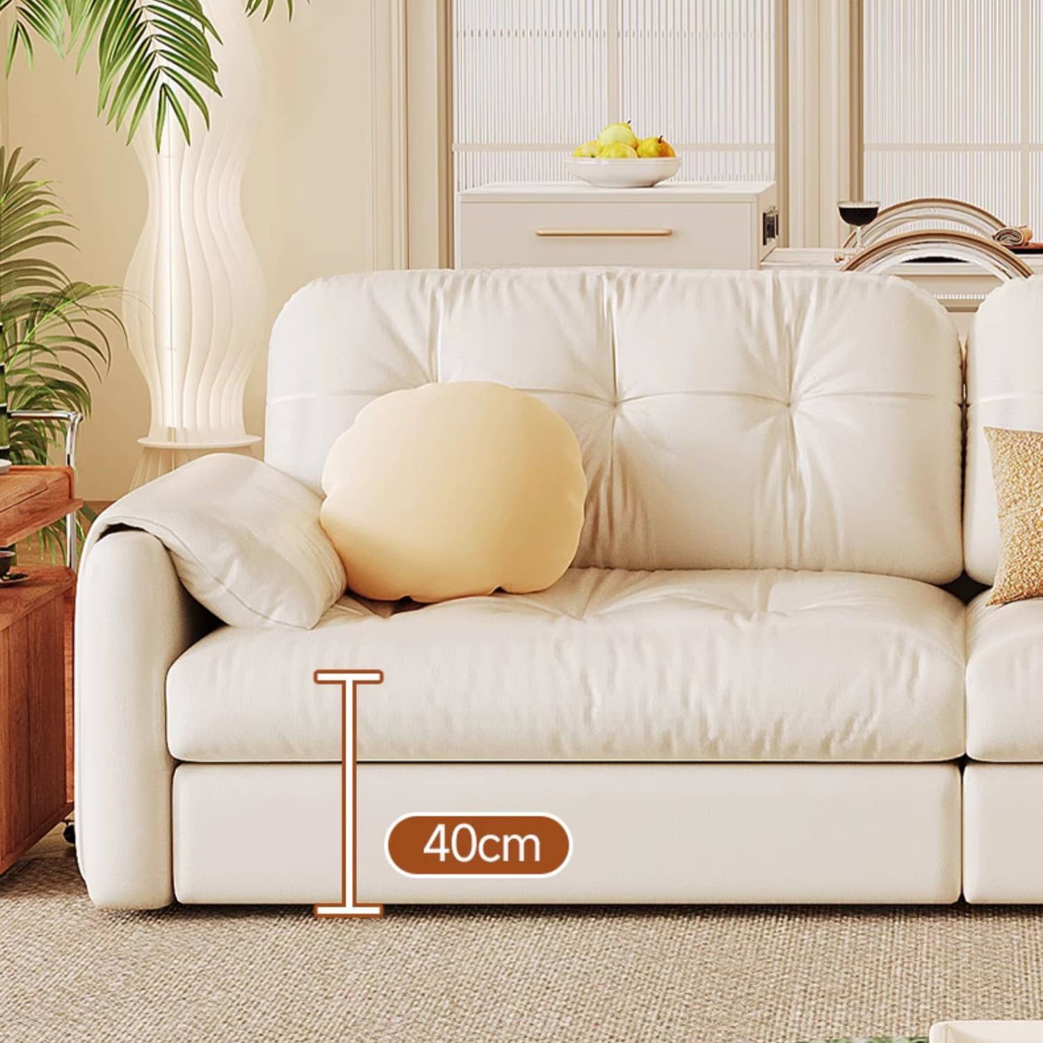 Elegant Light Brown Sofa with Storage - Sturdy Ash Wood Frame and Stainless Steel Legs Design fbby-1378