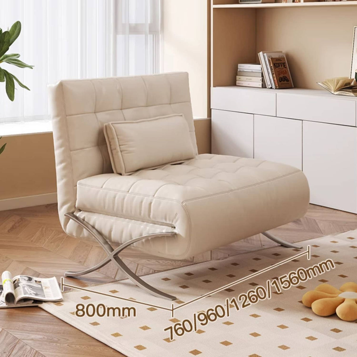 Modern Faux Leather Sofa Bed with Foam Filling - Minimalistic Futon for All Your Room fbby-1382