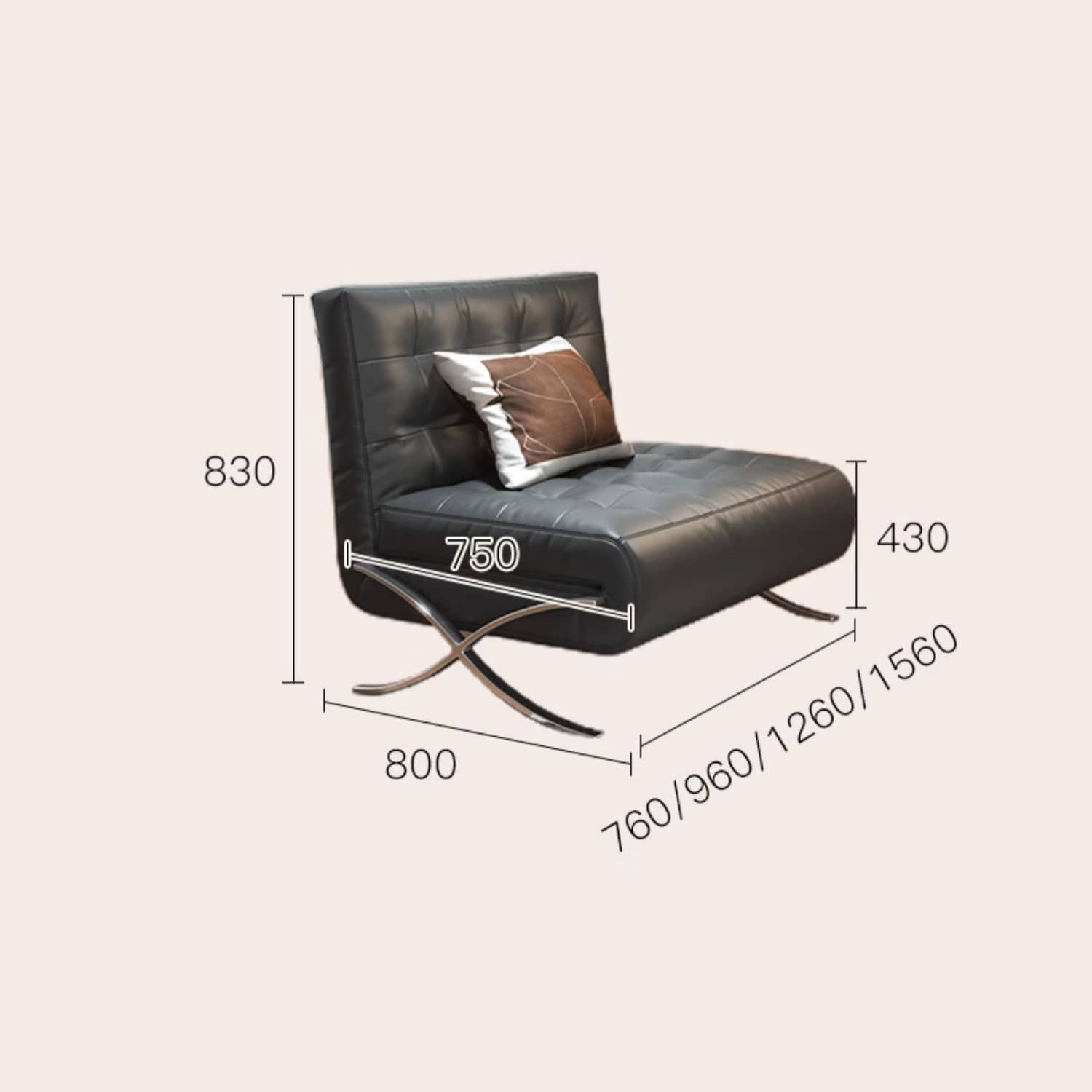 Modern Faux Leather Sofa Bed with Foam Filling - Minimalistic Futon for All Your Room fbby-1382