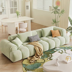 Creamy Faux Leather Sofa with Pine Wood Frame Modern Couch with Soft Foam Filling for LIving Room fbby-1386