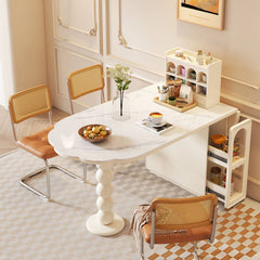 Creamy Oval Dining Table with Cabinet Storage - Durable & Functional Design fbby-1390