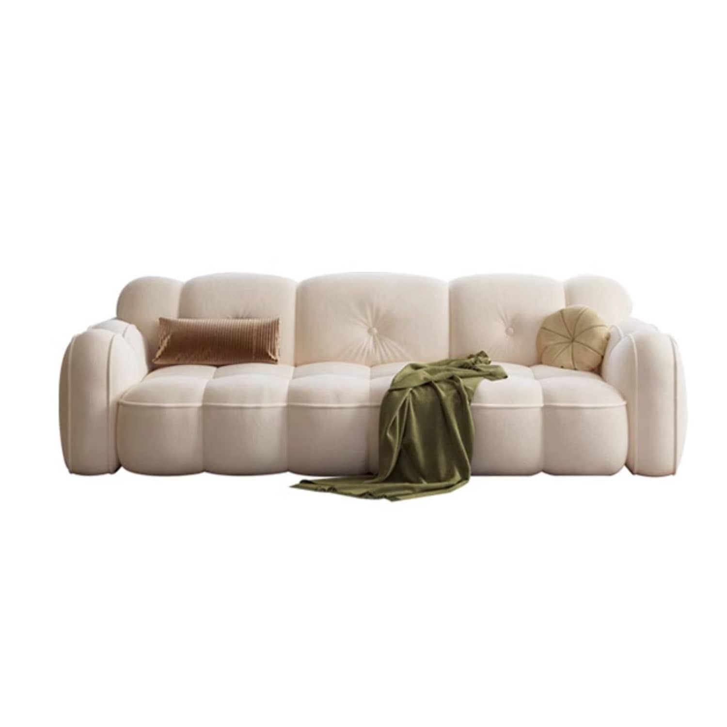 Modern Beige Faux Leather Molecular Sofa with Solid Wood Frame for Living Room fbby-1392