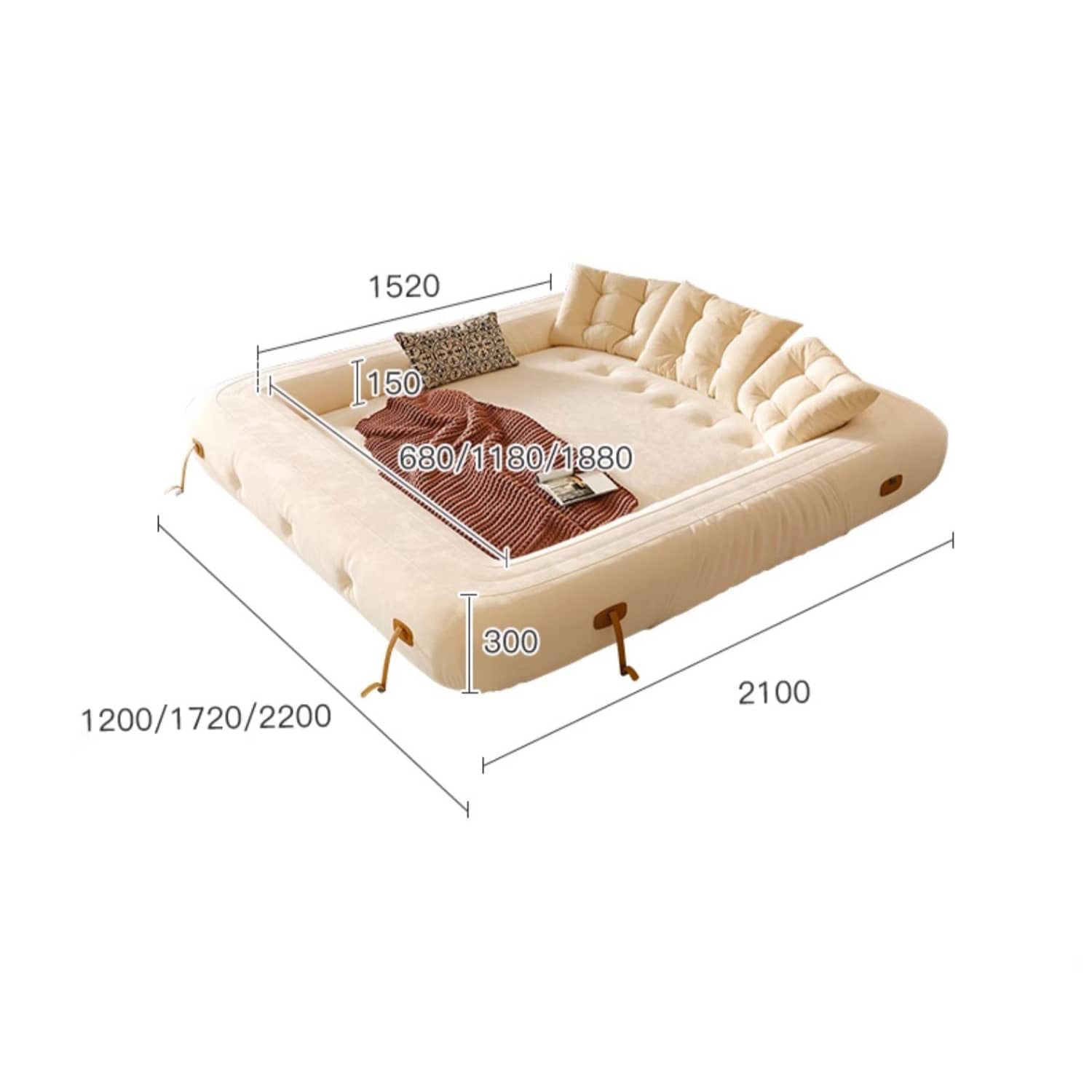 Modern Polyester Beige Sofa Bed with Foam & Cotton Filling – Cute Style Futon for Living Room fbby-1402