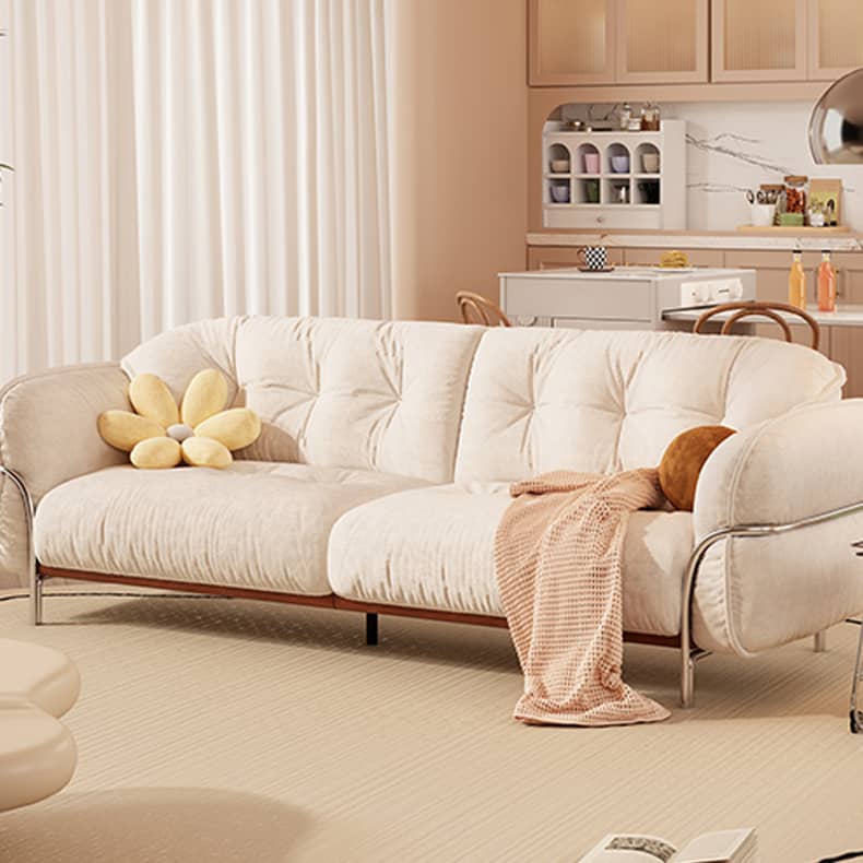 Cute Beige  Sofa with Pine Wood Frame and Stainless Steel Legs for Living Room fbby-1403