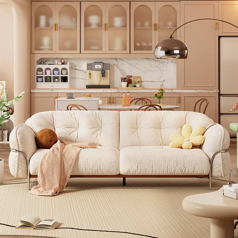 Cute Beige  Sofa with Pine Wood Frame and Stainless Steel Legs for Living Room fbby-1403