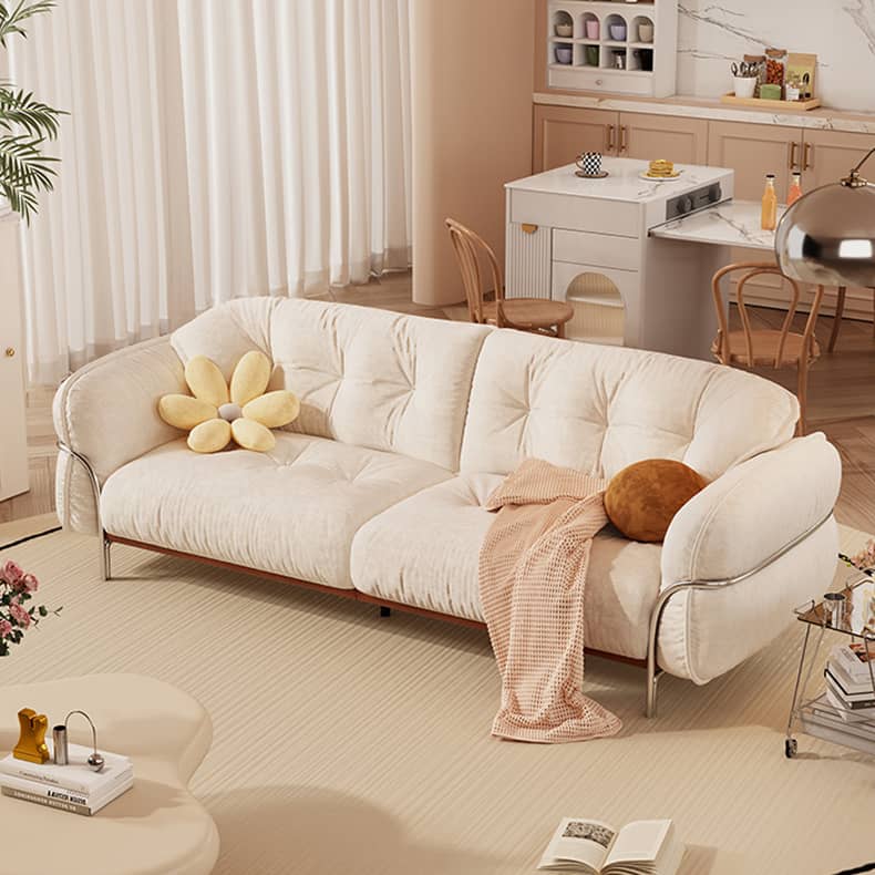 Cute Beige  Sofa with Pine Wood Frame and Stainless Steel Legs for Living Room fbby-1403