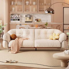 Cute Beige  Sofa with Pine Wood Frame and Stainless Steel Legs for Living Room fbby-1403