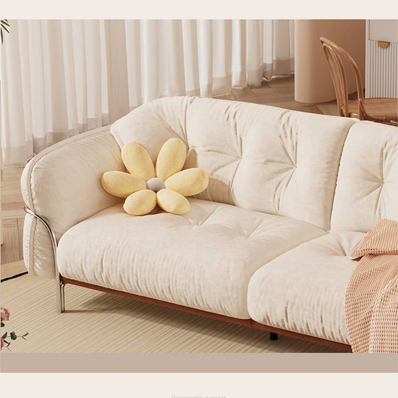 Cute Beige  Sofa with Pine Wood Frame and Stainless Steel Legs for Living Room fbby-1403