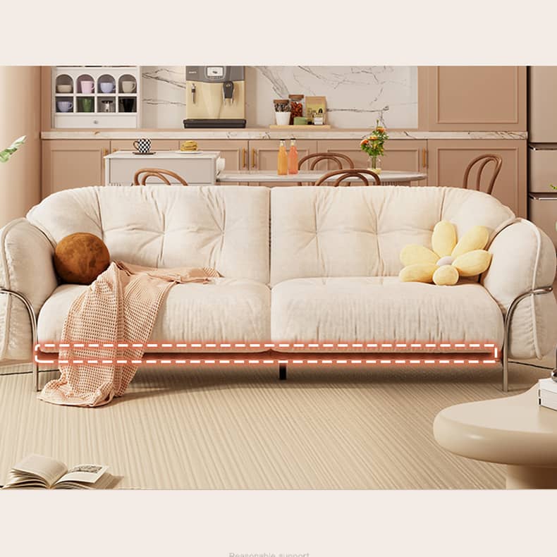 Cute Beige  Sofa with Pine Wood Frame and Stainless Steel Legs for Living Room fbby-1403