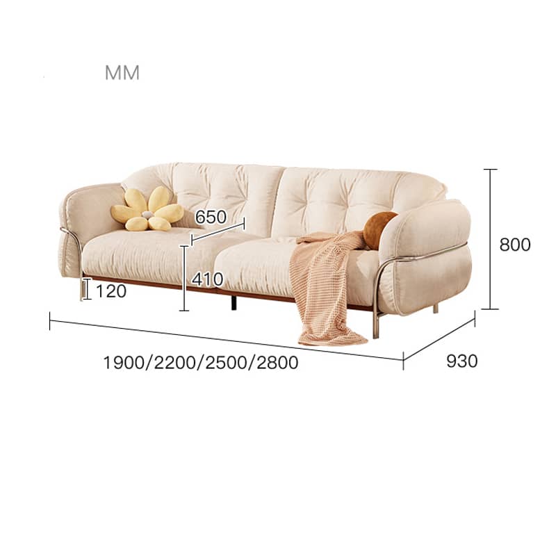 Cute Beige  Sofa with Pine Wood Frame and Stainless Steel Legs for Living Room fbby-1403