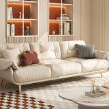 Luxurious Leathaire Sofa in Multi-Color with Solid Wood Frame and Stainless Steel Legs for Living Room fbby-1407