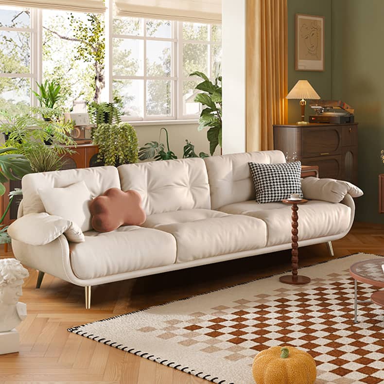 Luxurious Leathaire Sofa in Multi-Color with Solid Wood Frame and Stainless Steel Legs for Living Room fbby-1407