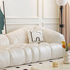 Stylish Faux Leather Sofa with Solid Wood Frame - Cute Cloud Back Design for Living Room fbby-1408