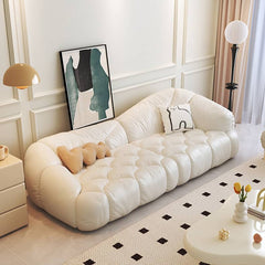 Stylish Faux Leather Sofa with Solid Wood Frame - Cute Cloud Back Design for Living Room fbby-1408