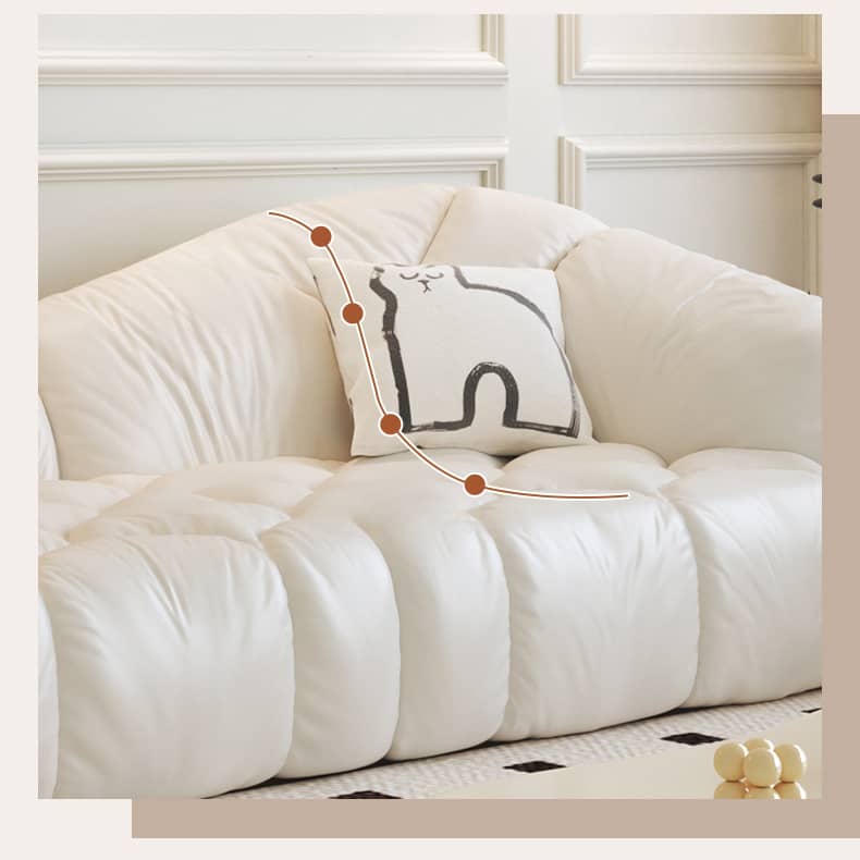 Stylish Faux Leather Sofa with Solid Wood Frame - Cute Cloud Back Design for Living Room fbby-1408