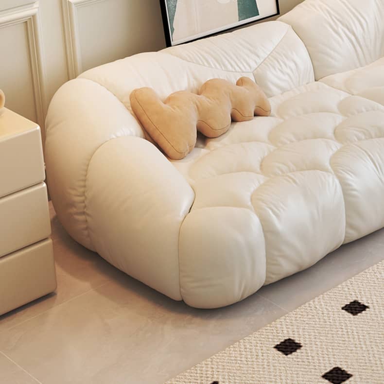 Stylish Faux Leather Sofa with Solid Wood Frame - Cute Cloud Back Design for Living Room fbby-1408