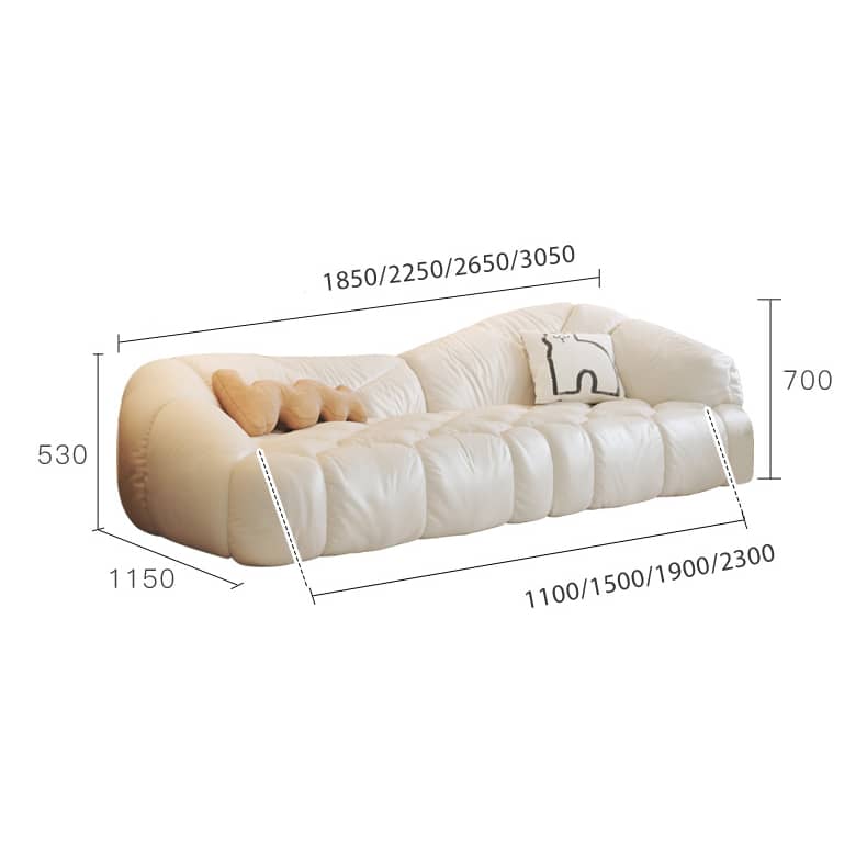 Stylish Faux Leather Sofa with Solid Wood Frame - Cute Cloud Back Design for Living Room fbby-1408