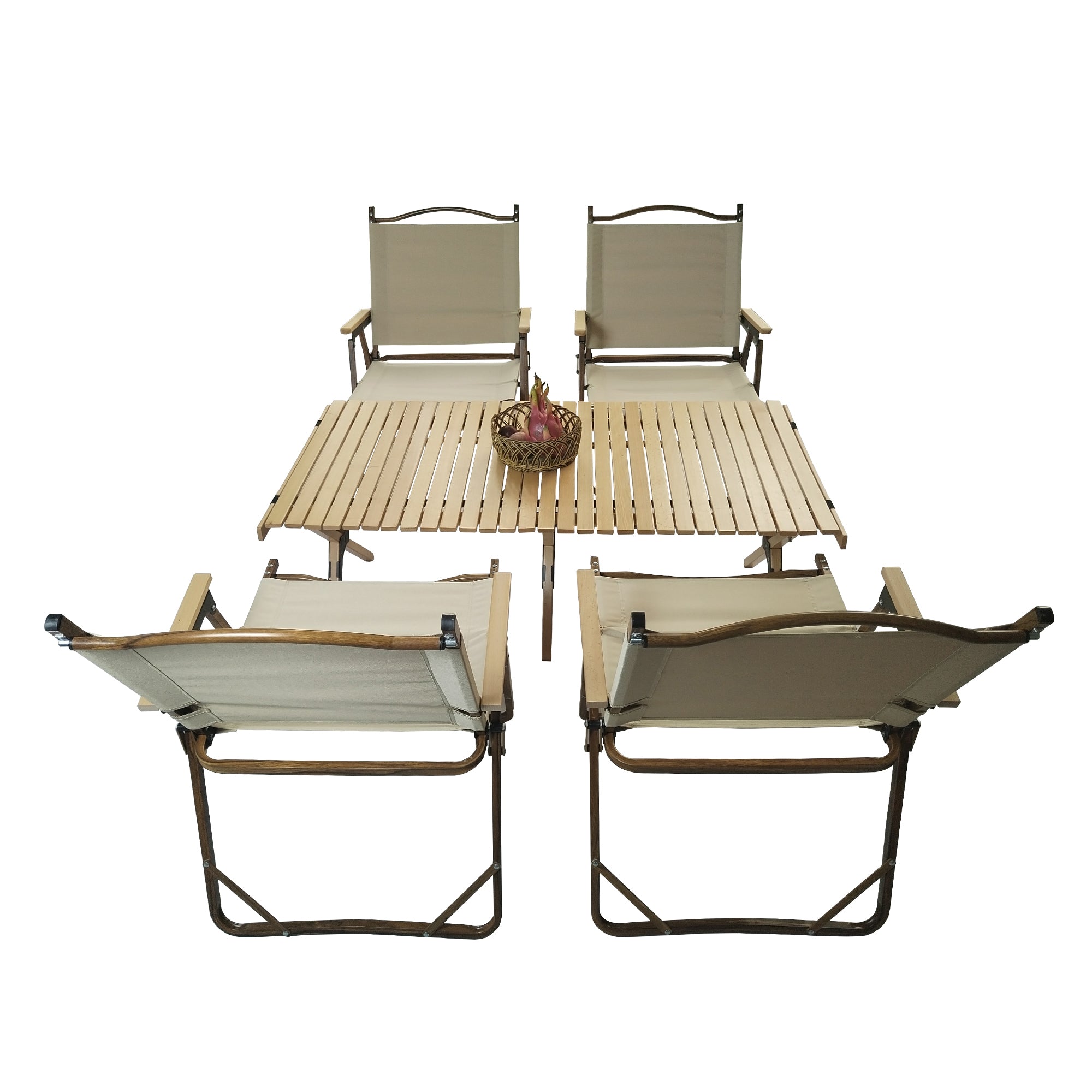 Multi-Function Foldable and Portable Dining Set, 1 Dining Table & 4 
Folding Chairs, Indoor and outdoor universal ,Natural