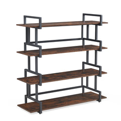 4-Tier Rustic Wood & Metal Bookshelf, Industrial Style