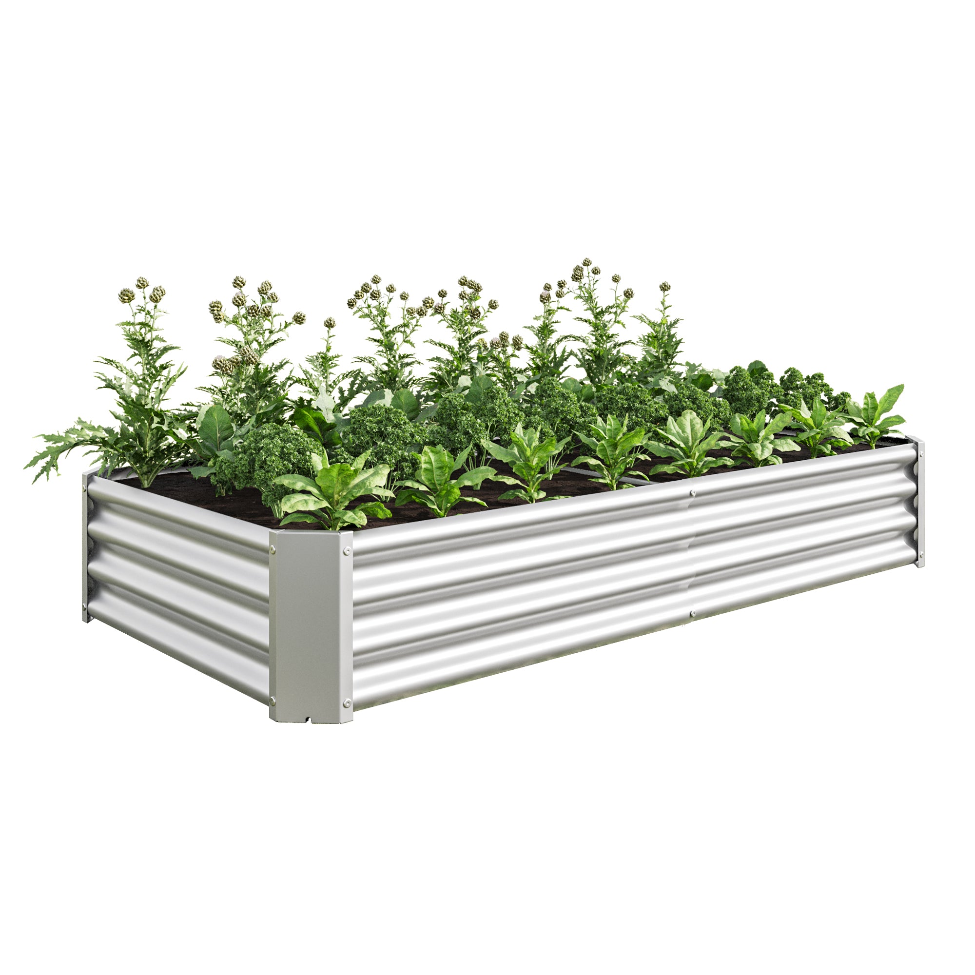 Raised Garden Bed Outdoor, 6×3×1ft , Metal Raised  Rectangle Planter Beds for Plants, Vegetables, and Flowers - Silver