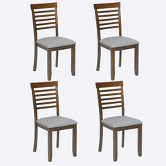 Wooden Dining Chairs Set of 4, Kitchen Chair with Padded Seat, Upholstered Side Chair for Dining Room, Living Room, Walnut