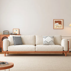 Modern Cherry Wood Sofa with Figure Cotton Cushions - Durable 3-Seater Design for Living Room fcp-1280