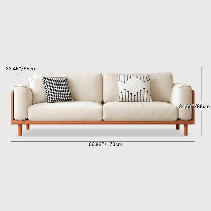 Modern Cherry Wood Sofa with Figure Cotton Cushions - Durable 3-Seater Design for Living Room fcp-1280