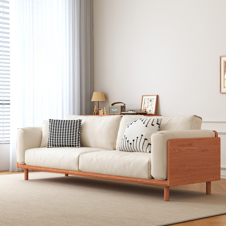 Modern Cherry Wood Sofa with Figure Cotton Cushions - Durable 3-Seater Design for Living Room fcp-1280