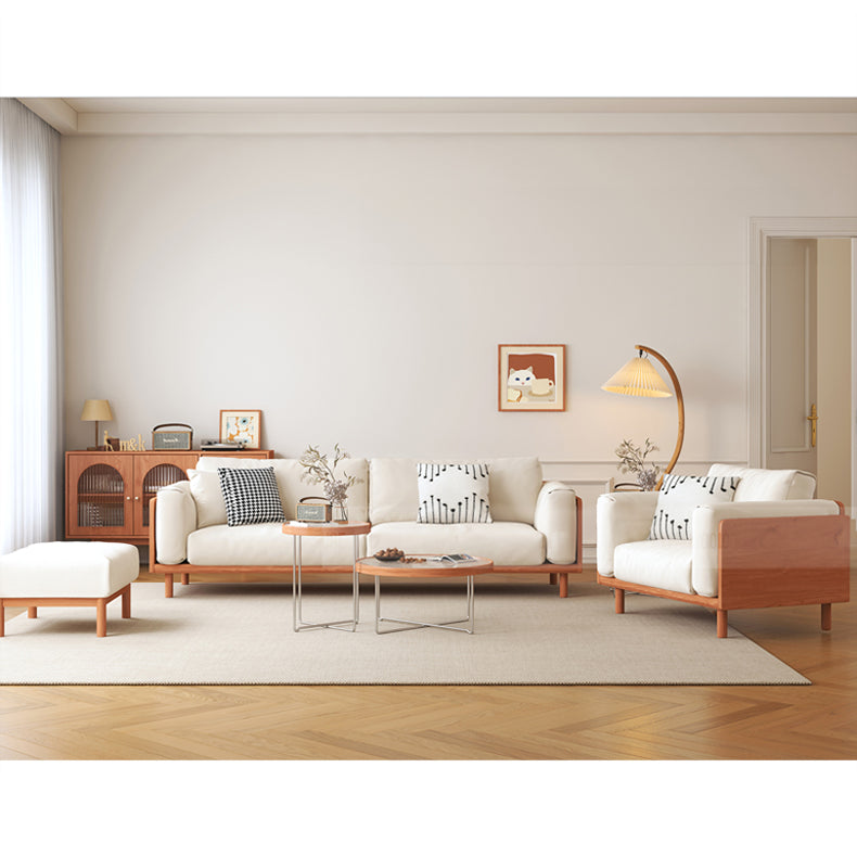 Modern Cherry Wood Sofa with Figure Cotton Cushions - Durable 3-Seater Design for Living Room fcp-1280