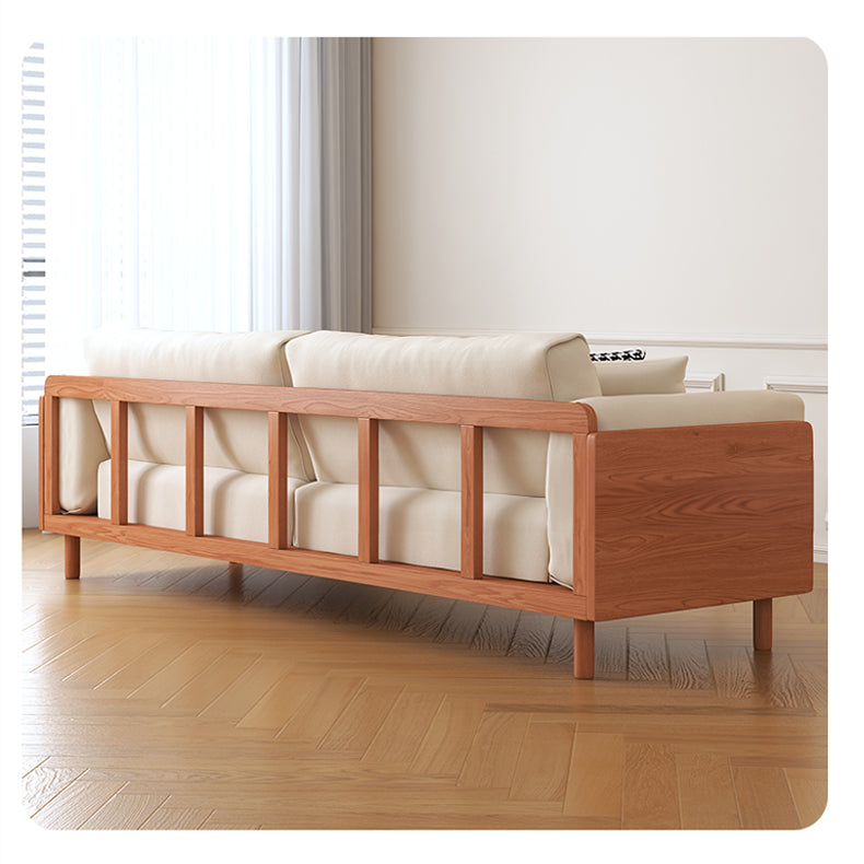 Modern Cherry Wood Sofa with Figure Cotton Cushions - Durable 3-Seater Design for Living Room fcp-1280