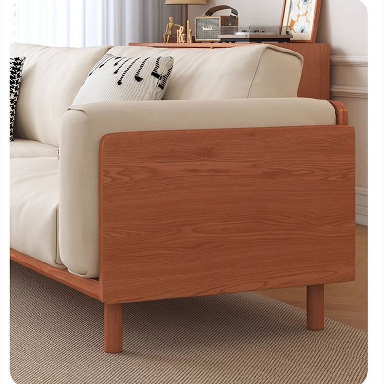 Modern Cherry Wood Sofa with Figure Cotton Cushions - Durable 3-Seater Design for Living Room fcp-1280