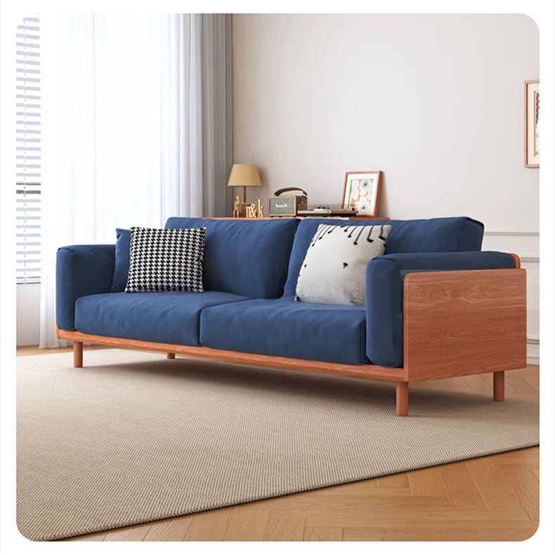 Modern Cherry Wood Sofa with Figure Cotton Cushions - Durable 3-Seater Design for Living Room fcp-1280