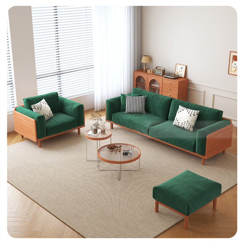 Modern Cherry Wood Sofa with Figure Cotton Cushions - Durable 3-Seater Design for Living Room fcp-1280