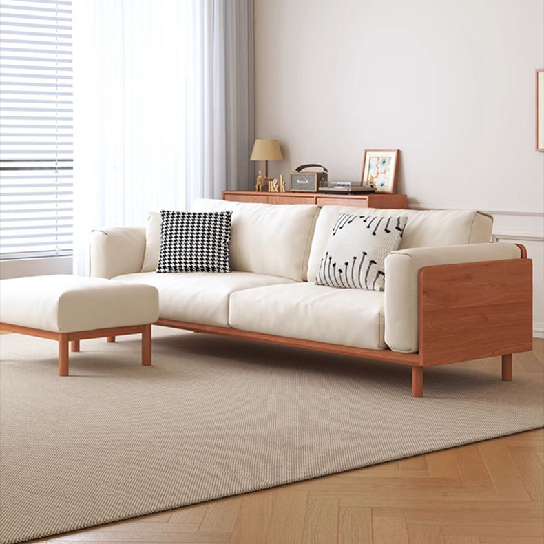 Modern Cherry Wood Sofa with Figure Cotton Cushions - Durable 3-Seater Design for Living Room fcp-1280