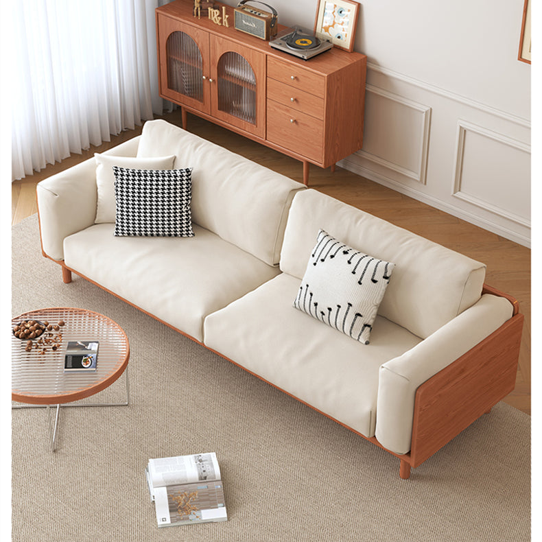 Modern Cherry Wood Sofa with Figure Cotton Cushions - Durable 3-Seater Design for Living Room fcp-1280